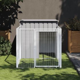 Dog House with Run Light Gray 43.3"x79.1"x43.3" Galvanized Steel