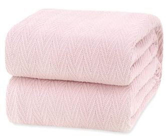 Queen Size Blanket for Bed 100% Cotton Blankets Soft and Breathable 410Gsm Waffle Lightweight Summer Blanket 90x90 Inches Pink