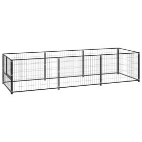 Dog Kennel Black 32.3 ftÂ² Steel