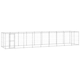 Outdoor Dog Kennel Galvanized Steel 234.4 ftÂ² (Color: Silver)