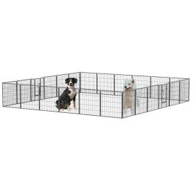 Dog Pens Outdoor 32" Height Foldable24 Panels Heavy Duty Metal Portable Dog Playpen Indoor Anti-Rust Exercise Dog Fence with Doors for Large/Medium/Sm (Color: As pic)