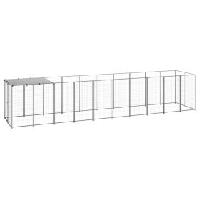 Dog Kennel Silver 65.1 ftÂ² Steel (Color: Silver)