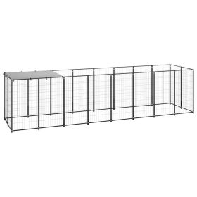 Dog Kennel Black 52.1 ftÂ² Steel (Color: Black)